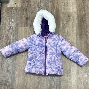 Snozu Purple and Pink Star Patterned Puffer Jacket